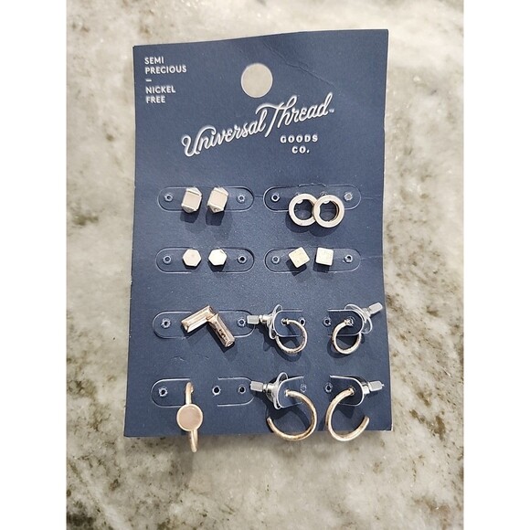 Universal Thread Semi Precious 8-pk Earring Set NEW MISSING ONE EARRING - Picture 1 of 2